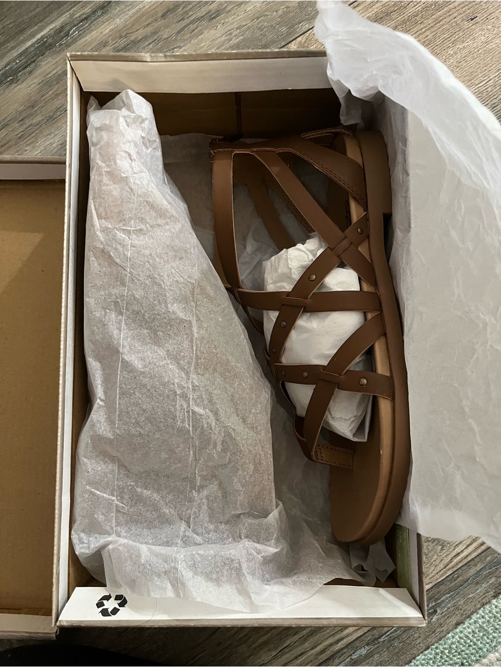 Tan brown strappy makalu sandals